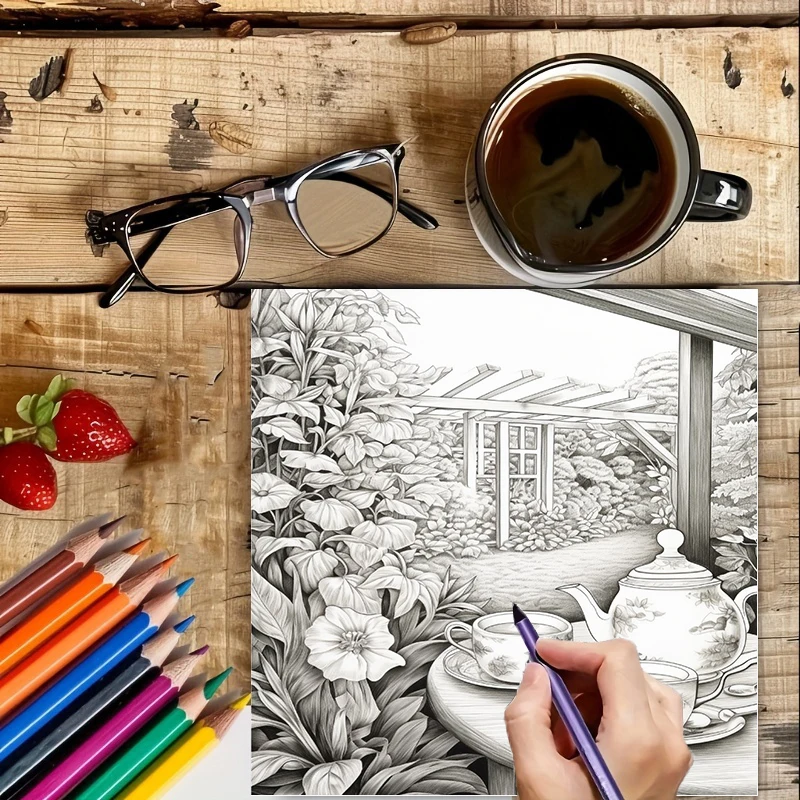 Malbuch „Tea In The Gardens“ f – Farming And Agriculture Bewertung und Preis